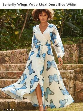 Boston Proper Butterfly Wings Wrap Maxi Dress NWT